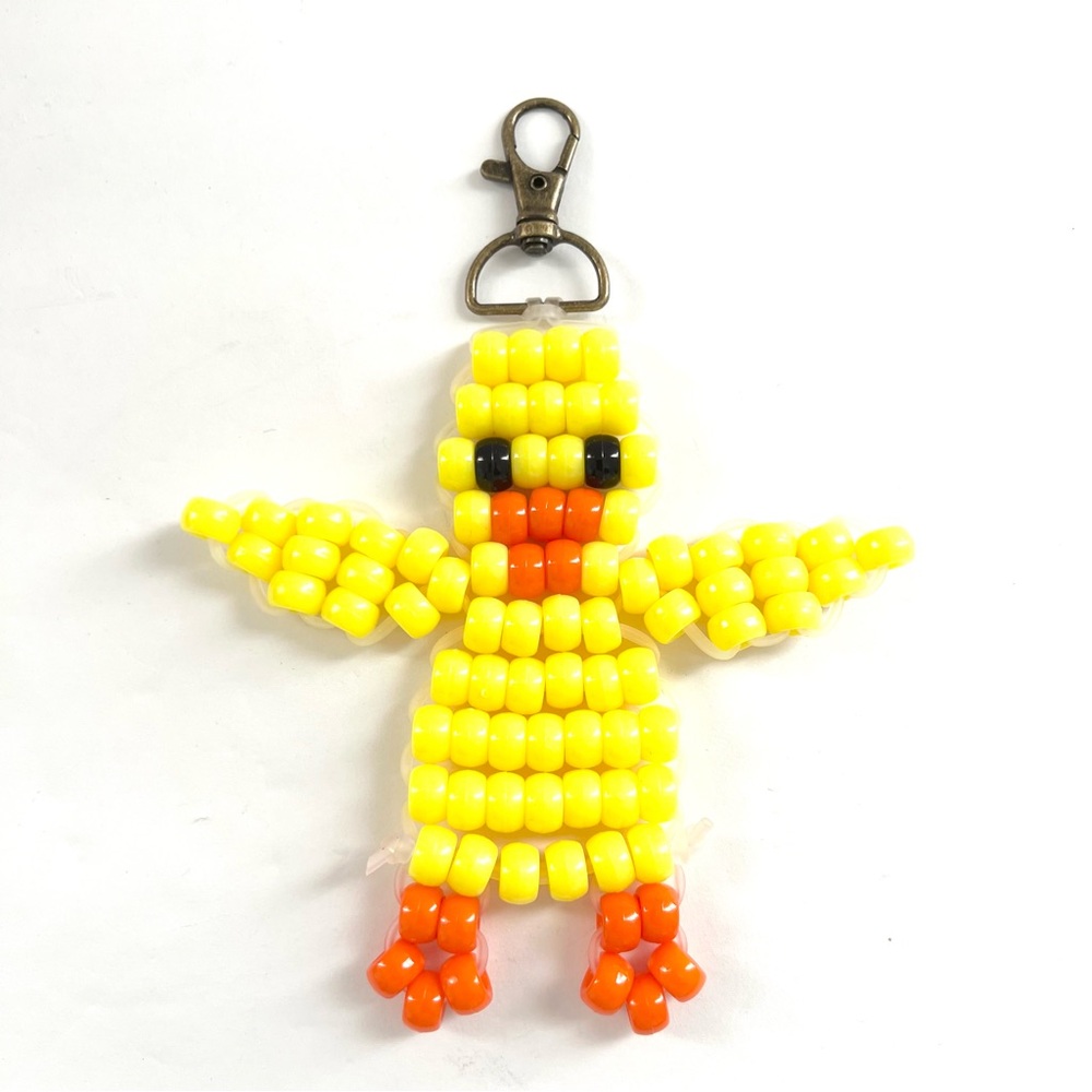 Handmade Baby Chick Beaded Keychain